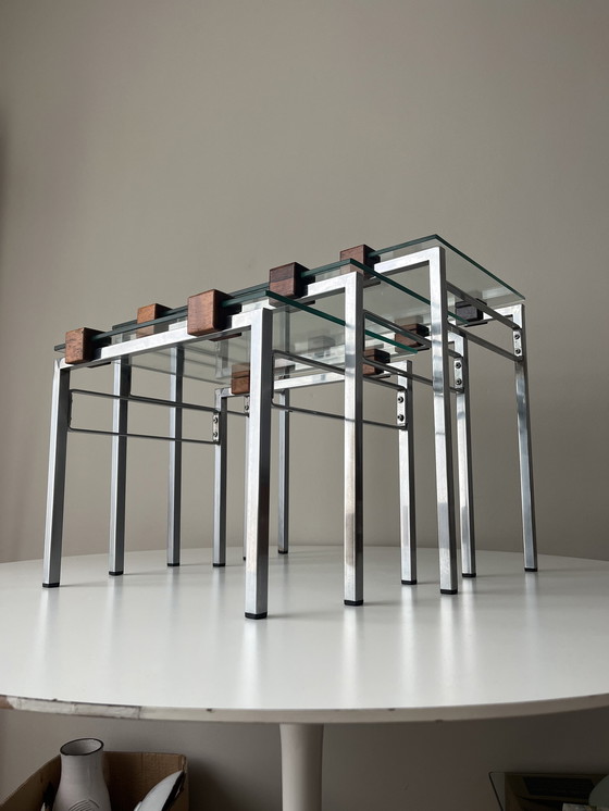 Image 1 of Midcentury Nesting tables glass