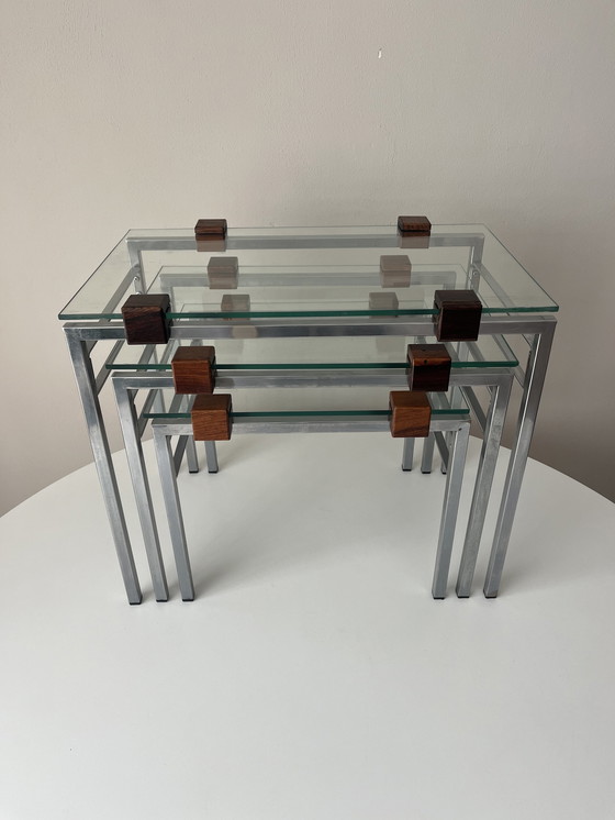 Image 1 of Midcentury Nesting tables glass