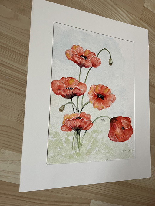 Aquarel Klaprozen