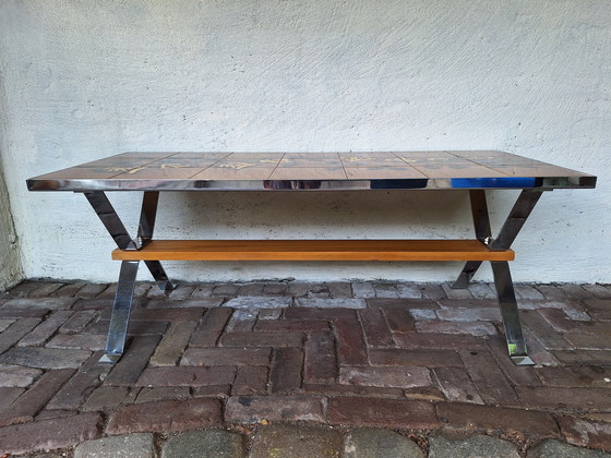 Image 1 of Belarti Adri tegeltafel, salontafel, verchroomd onderstel