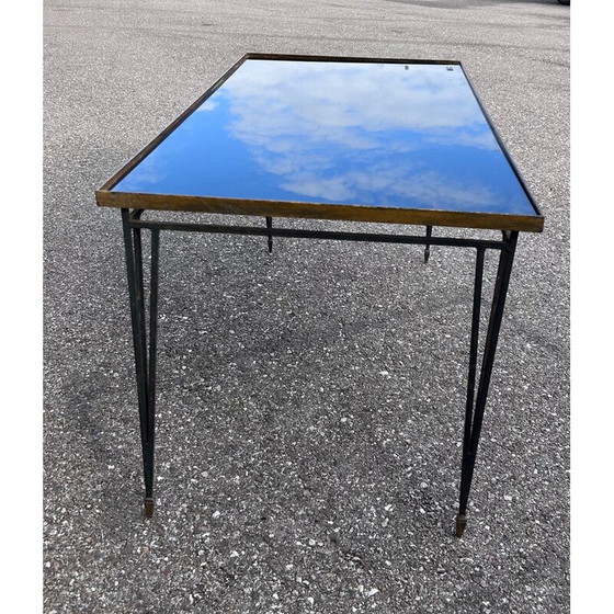 Image 1 of Vintage salontafel van smeedijzer en opaline glas, 1950