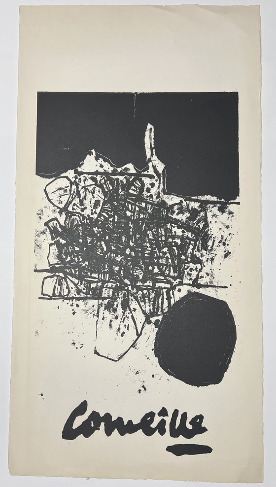 Image 1 of Gesigneerd; Guillaume Corneille Lithografie Paysage Minéralogique, 1960