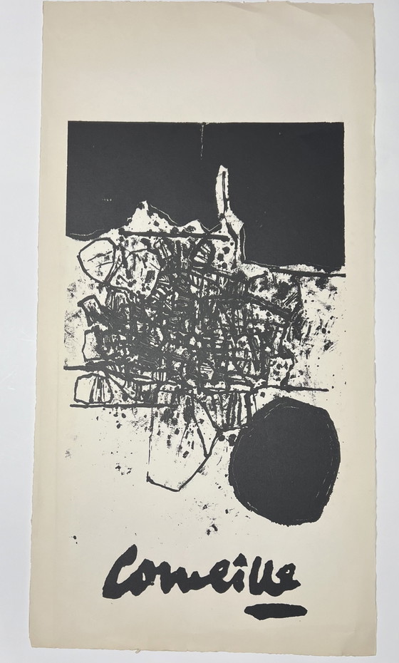 Image 1 of Gesigneerd; Guillaume Corneille Lithografie Paysage Minéralogique, 1960