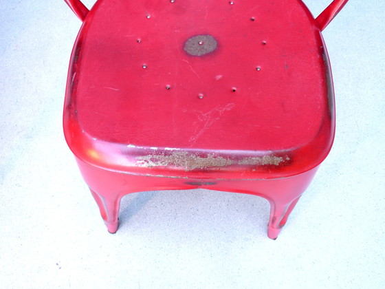 Image 1 of 2x Vintage stapelstoelen in rood plaatstaal