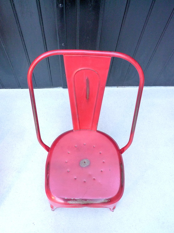 Image 1 of 2x Vintage stapelstoelen in rood plaatstaal