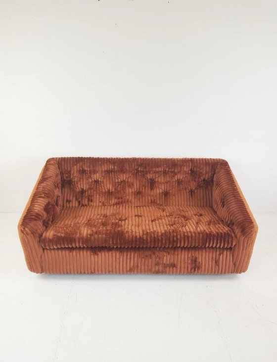 Image 1 of Vintage Artifort bankje nieuw gestoffeerd | bank brede rib