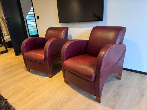 2X Leren Fauteuils Van Baxter