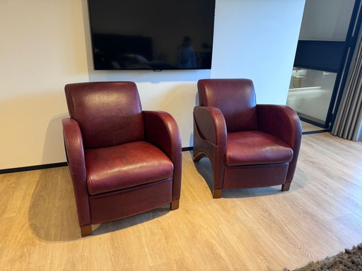 2X Leren Fauteuils Van Baxter