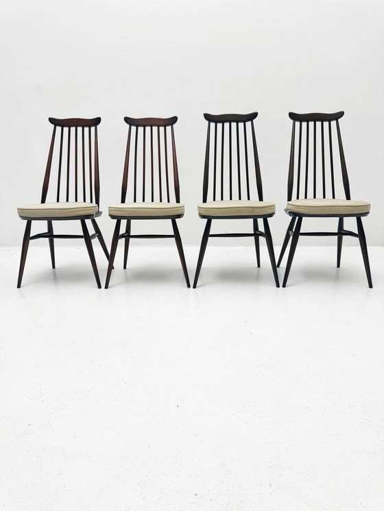 Image 1 of Set van 4 Goldsmith 369 stoelen in beukenhout en iepenhout van Lucian Ercolani voor Ercol, Engeland, 1960