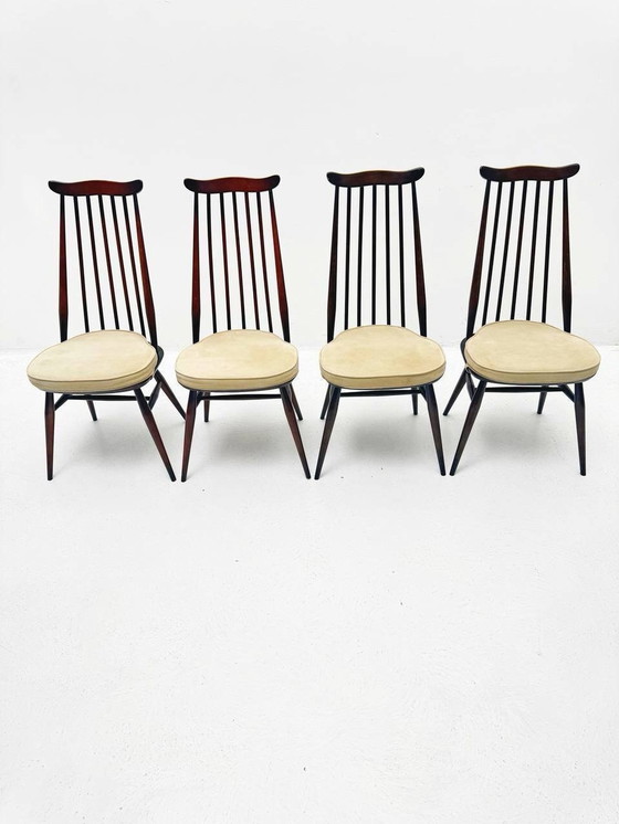 Image 1 of Set van 4 Goldsmith 369 stoelen in beukenhout en iepenhout van Lucian Ercolani voor Ercol, Engeland, 1960