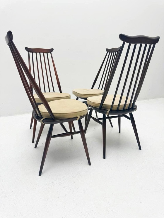 Image 1 of Set van 4 Goldsmith 369 stoelen in beukenhout en iepenhout van Lucian Ercolani voor Ercol, Engeland, 1960