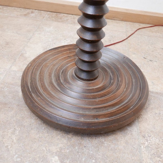Image 1 of Vintage gedraaid houten Art Deco vloerlamp, Frankrijk 1940