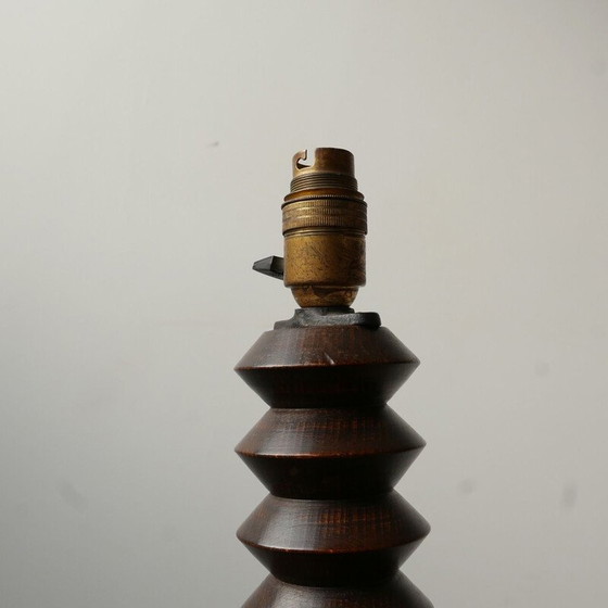 Image 1 of Vintage gedraaid houten Art Deco vloerlamp, Frankrijk 1940