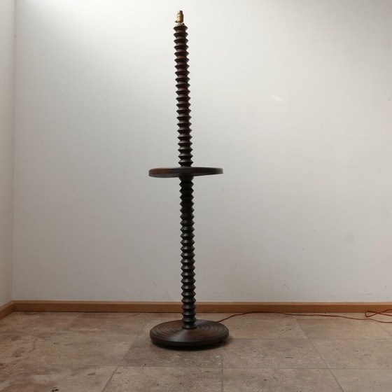 Image 1 of Vintage gedraaid houten Art Deco vloerlamp, Frankrijk 1940