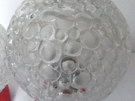 Image 1 of 2 bedlampjes bollamp bubbelglas space age