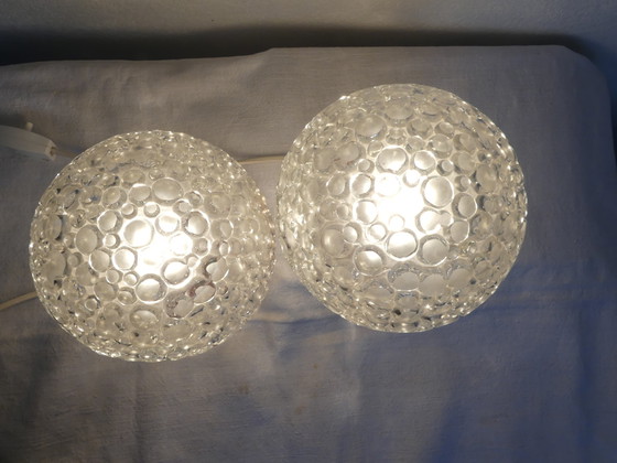 Image 1 of 2 bedlampjes bollamp bubbelglas space age