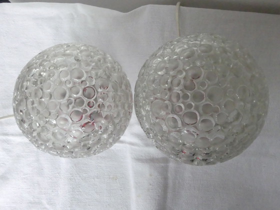 Image 1 of 2 bedlampjes bollamp bubbelglas space age