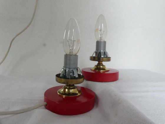 Image 1 of 2 bedlampjes bollamp bubbelglas space age