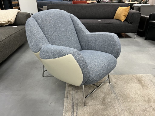 Leolux Anton Fauteuil Blauw stof leer