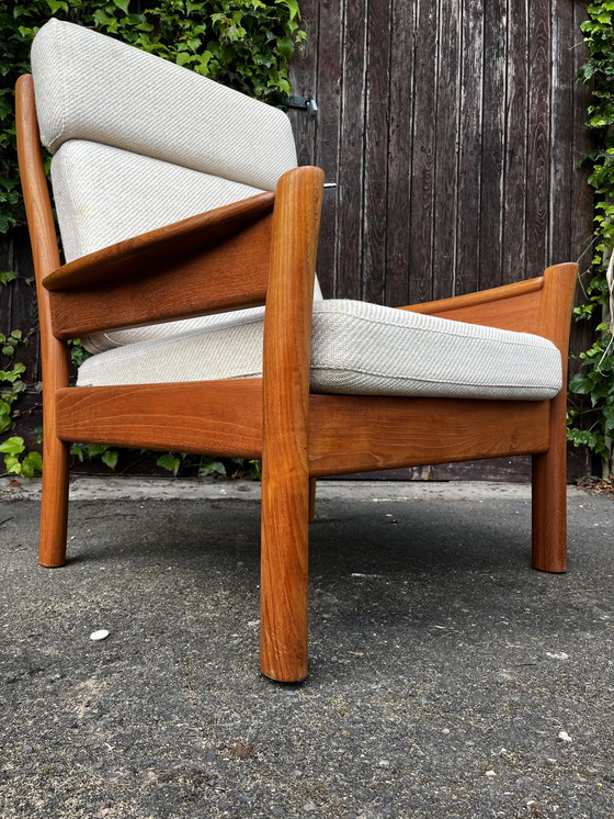 Image 1 of dyrlund teakhouten fauteuil met voetenbankje