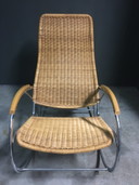 Vintage italiaanse rotan schommelstoel