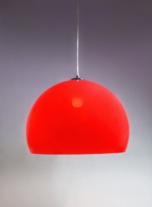 Space Age Cherry Red acrylic Pendant Lamp