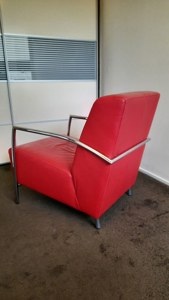 Image 1 of 2 fauteuils van rood leer