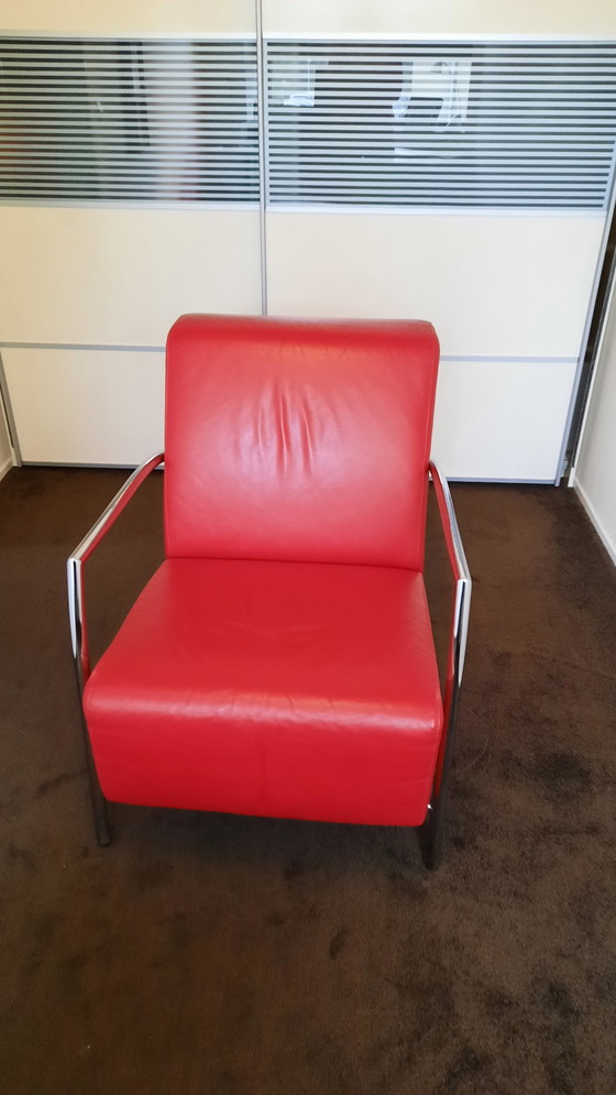 Image 1 of 2 fauteuils van rood leer