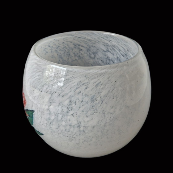 Image 1 of Ingegerd Råman (Skruf) - Bowl / Vaas met roos - Gesigneerd