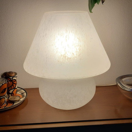 Image 1 of Space Age Design Paddenstoel Glazen Tafellamp,70S