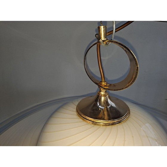 Image 1 of Vintage witte Murano glazen swirl hanglamp, jaren 1960
