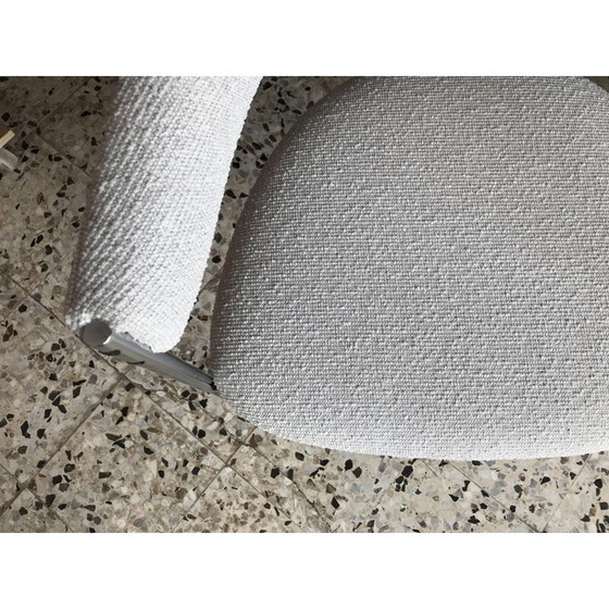 Image 1 of Vintage fauteuil voor Idealheim in witte stof en metaal 1960