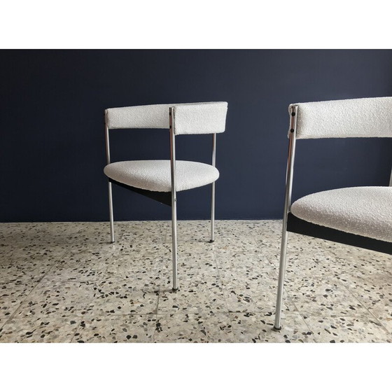 Image 1 of Vintage fauteuil voor Idealheim in witte stof en metaal 1960