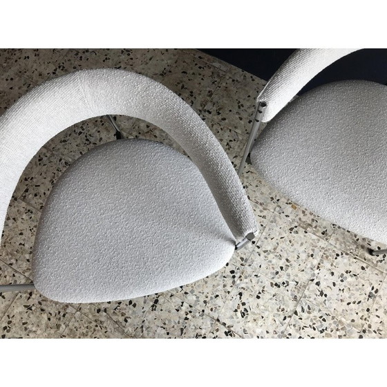 Image 1 of Vintage fauteuil voor Idealheim in witte stof en metaal 1960