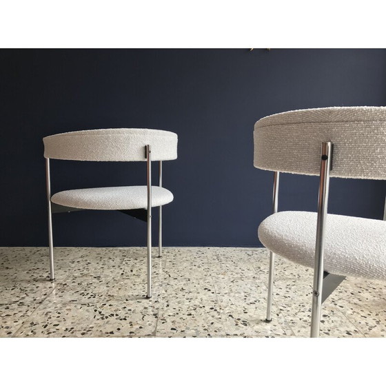 Image 1 of Vintage fauteuil voor Idealheim in witte stof en metaal 1960