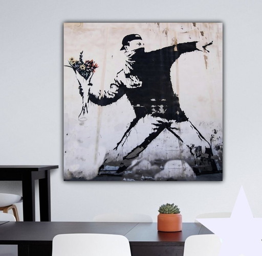 Schilderij  Flower Thrower – Banksy