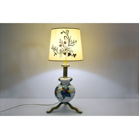 Image 1 of Vintage lamp van keramiek en messing, Italië 1950