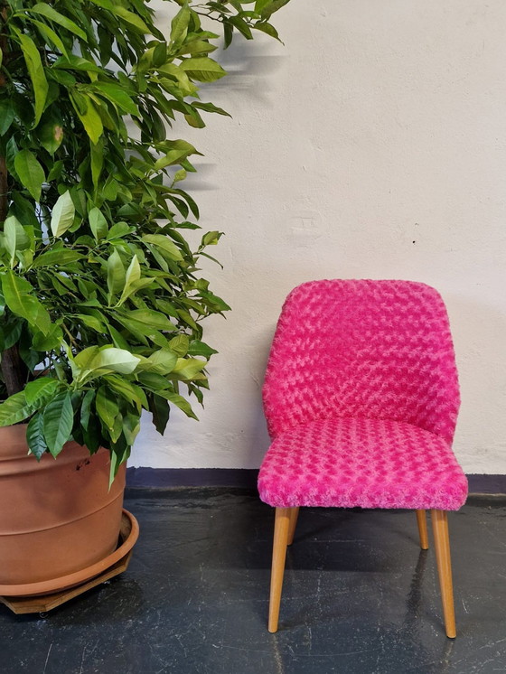 Image 1 of 2X Schelp Stoelen Vintage Roze Nieuw Gestoffeerd