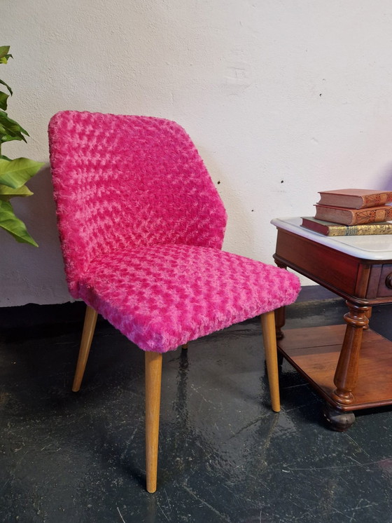 Image 1 of 2X Schelp Stoelen Vintage Roze Nieuw Gestoffeerd