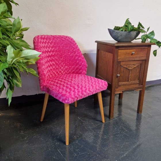 Image 1 of 2X Schelp Stoelen Vintage Roze Nieuw Gestoffeerd