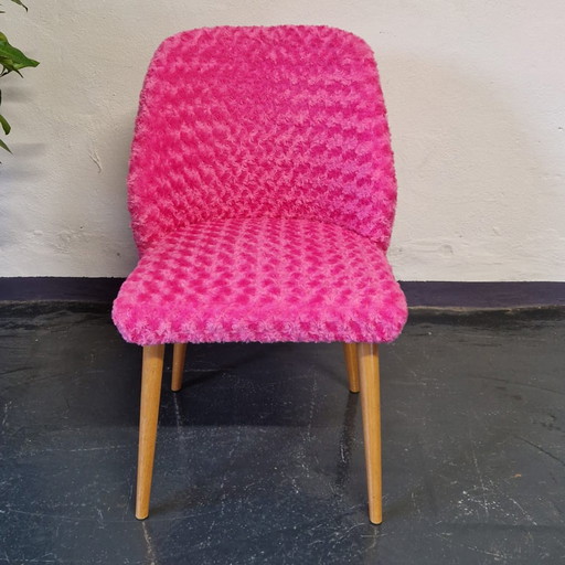 2X Schelp Stoelen Vintage Roze Nieuw Gestoffeerd