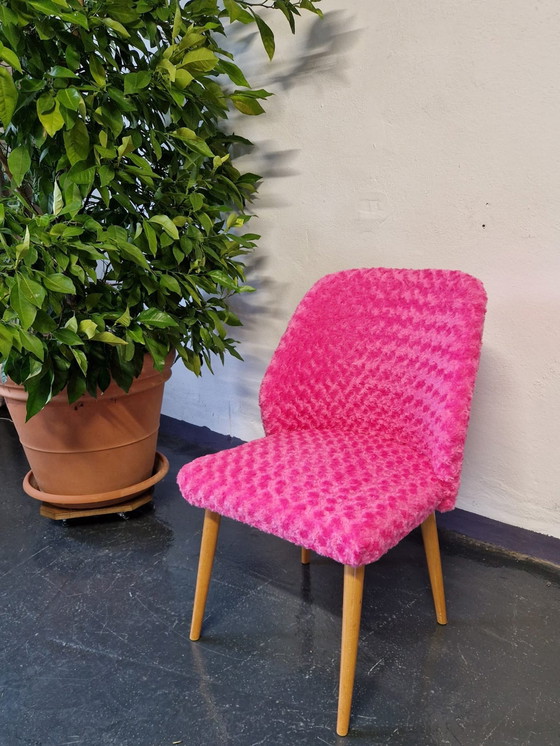 Image 1 of 2X Schelp Stoelen Vintage Roze Nieuw Gestoffeerd