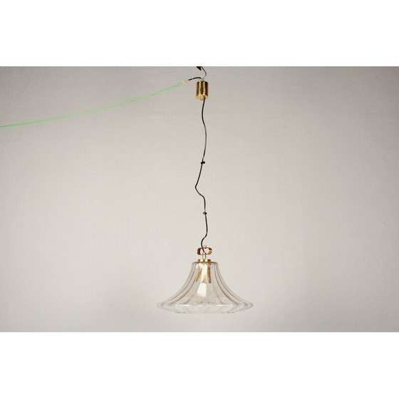 Image 1 of Vintage glazen en messing hanglamp van Limburg, Duitsland 1970