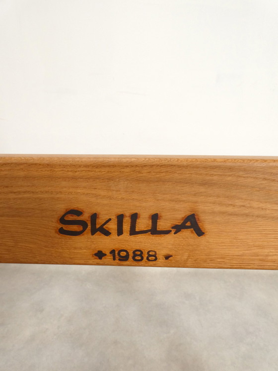 Image 1 of 2 oak armchairs in cognac leather by Skilla 