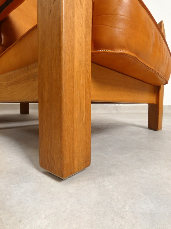 Image 1 of 2 oak armchairs in cognac leather by Skilla 