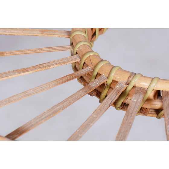 Image 1 of Vintage rotan en glazen bijzettafel door Alan Fuchs voor Uluv, Tsjecho-Slowakije 1940