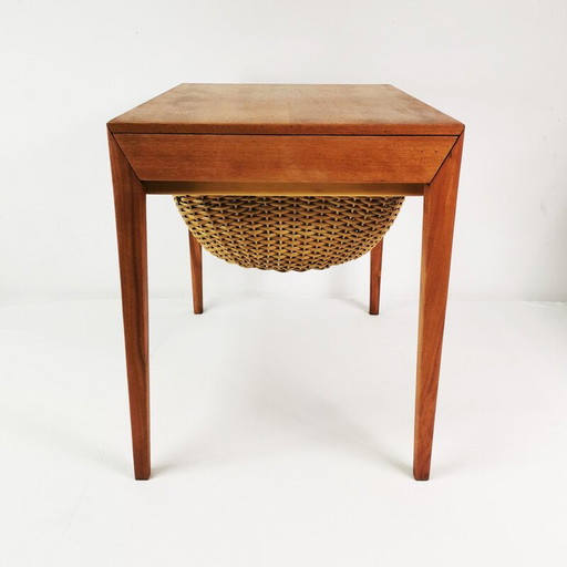 Vintage teak en beuken bijzettafel door Severin Hansen voor Haslev, Denemarken 1950