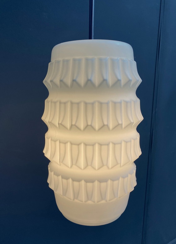 Image 1 of Witte Glazen Brutalis Hanglamp 1960S