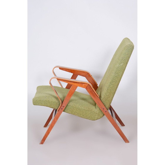 Image 1 of Mid Century beukenhouten en stoffen fauteuil van Tatra, Tsjechië 1950