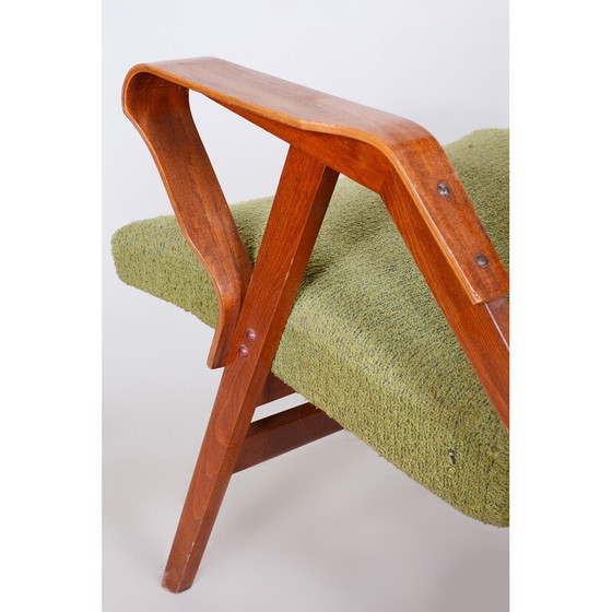 Image 1 of Mid Century beukenhouten en stoffen fauteuil van Tatra, Tsjechië 1950